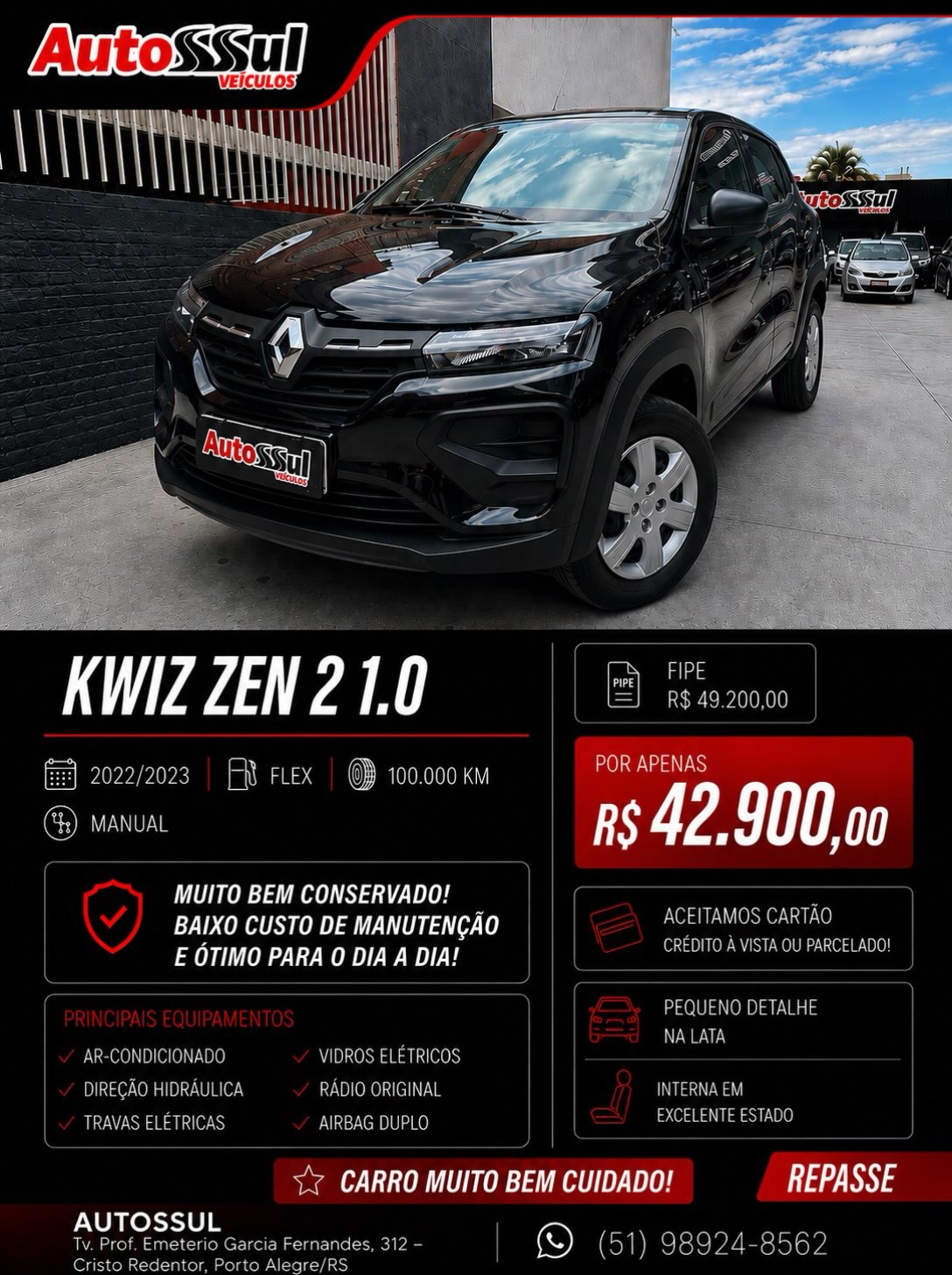 Renault Kwid Zen 1.0 anunciado pela Autossul