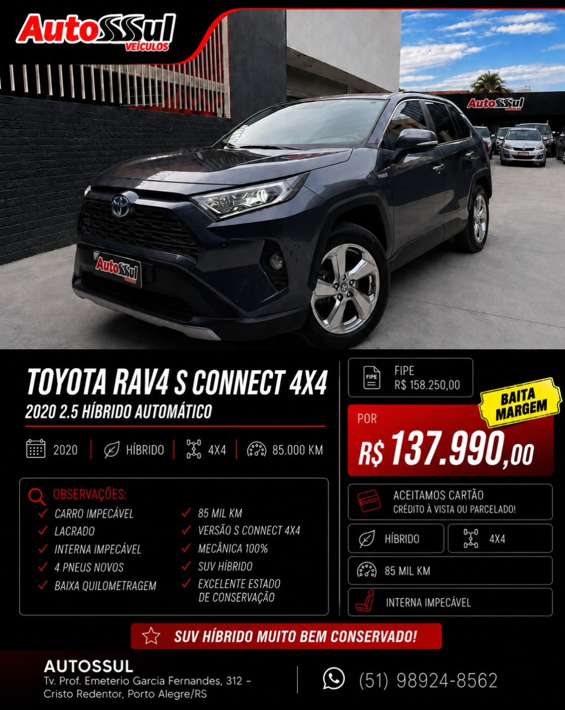 Toyota RAV4 S Connect 4x4 anunciado pela Autossul