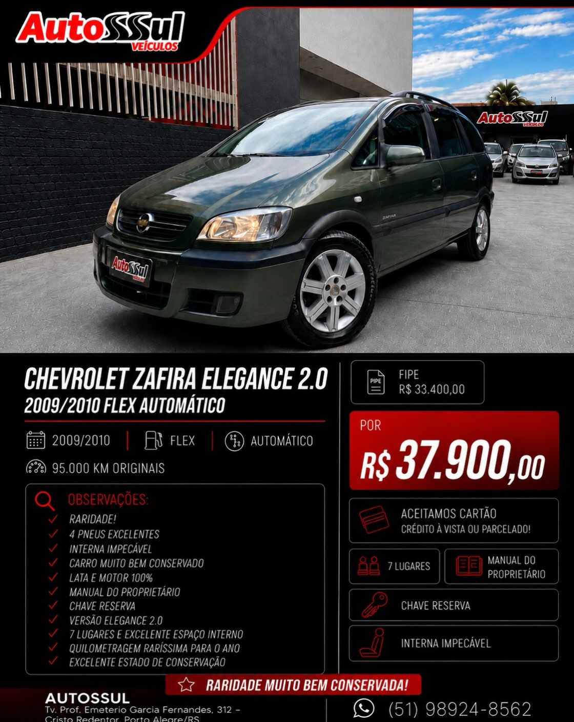 Chevrolet Zafira Elegance 2.0 anunciado pela Autossul